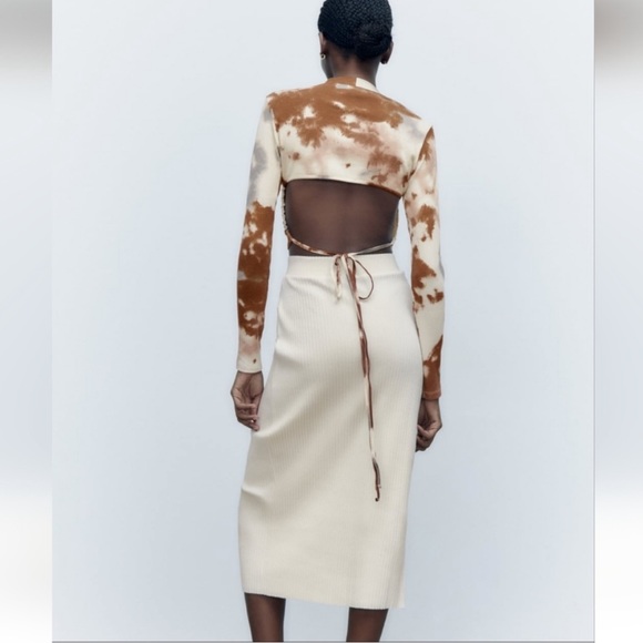 Zara Ribbed Knit Midi Skirt with Slit - Picture 3 of 5